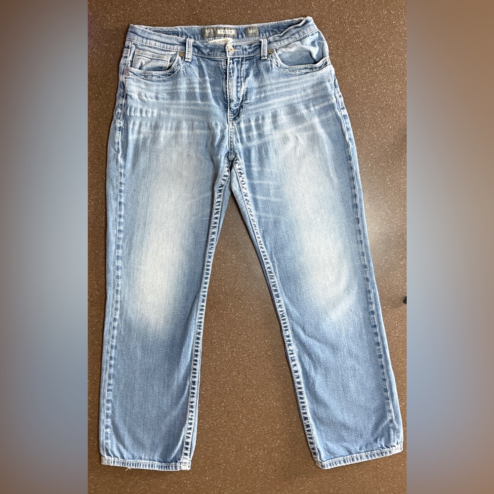BKE Buckle Jeans Mens 34 Tyler 34R Straight Leg Light Wash Denim Jeans